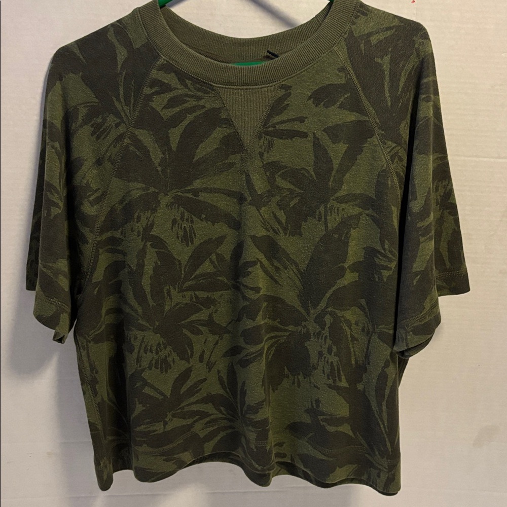 Prana Olive Green Leaf Print Top